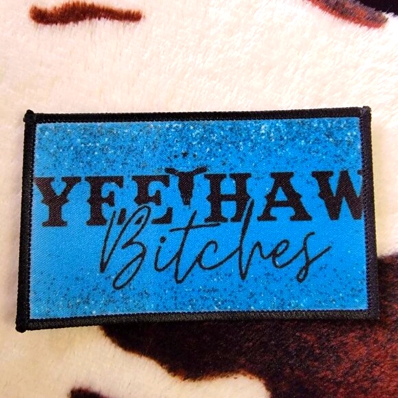 Yee Haw Western Sublimation DYI Fabric Hat Patch Glue Iron On Sew Hat Patch - Picture 1 of 5